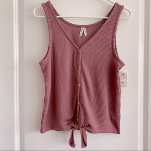 NWT Rose Button down tie-front tank